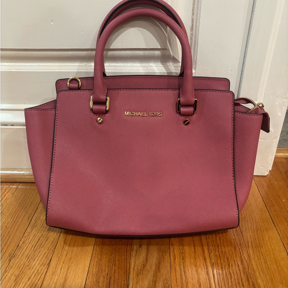Michael Kors Pink Satchel with Gold Accents